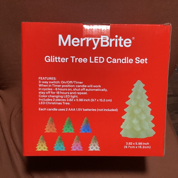 Merry Brite Glitter Tree LED Candle Set New - Picture 8 of 14